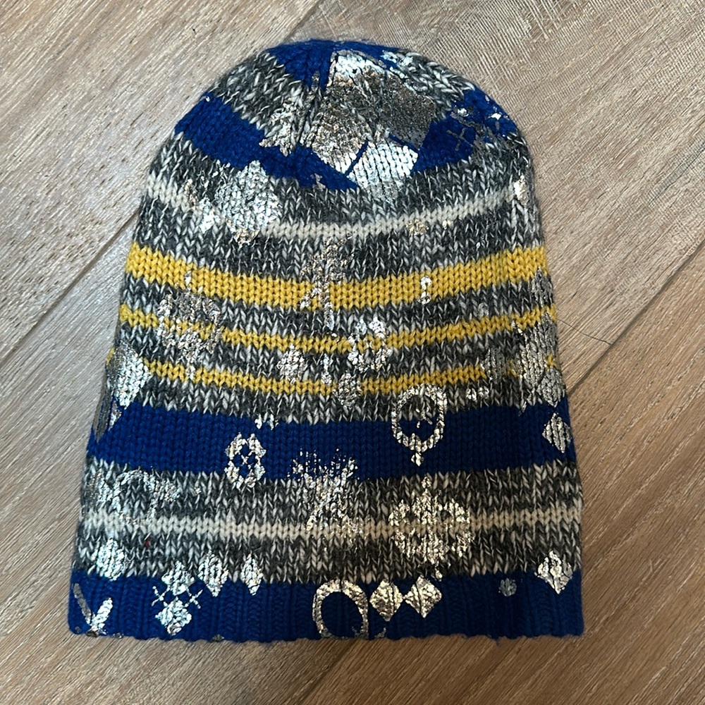 ASOS Silver Foil and Blue Beanie